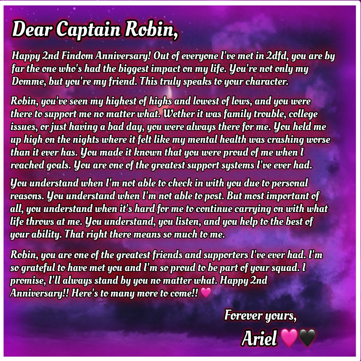 CheerBrat2D's tweet photo. This post is definitely breaking immersion, but it’s very important to me. 

Happy 2nd Anniversary, Captain Robin ✨🩷 https://t.co/yjbj8yl1K0