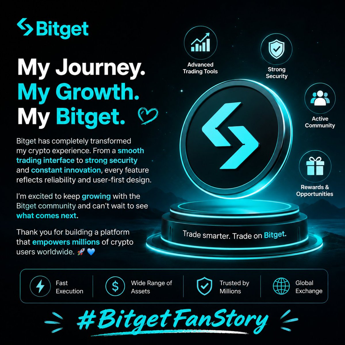 darknafi2's tweet photo. Bitget has transformed my crypto journey with its smooth trading experience, strong security, and continuous innovation. It's a platform I trust and enjoy using, and I'm excited to grow with the amazing Bitget community. Looking forward to what's next! 🚀💙

#BitgetFanStory https://t.co/m3qcyutgHy