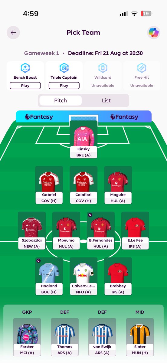 TheFootyMind3's tweet photo. Want to fit Haaland, Gabriel, bruno in one draft but cant?

Well here it is the best threemium draft

Haaland✅
Bruno✅
Gabriel✅ https://t.co/zEvmJIylYh