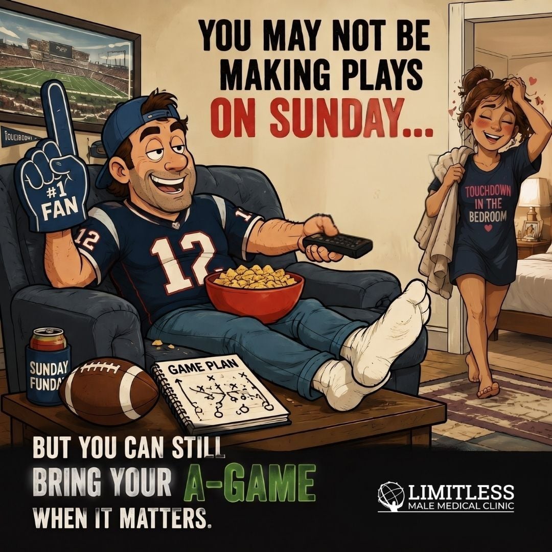 MaleMedClinic's tweet photo. Score big where it counts most.
Sunday couch duty is fine, but when it’s game time in the bedroom, you need to bring your A-game.

LimitlessPulse™ Focused Wave Therapy targets the root cause of ED by restoring natural blood flow—up to 3x deeper than traditional wave therapies. https://t.co/f3golDTsV5