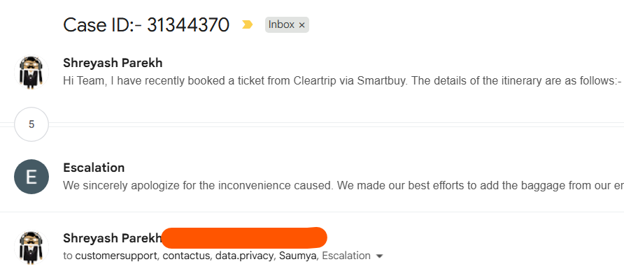 shreyash99's tweet photo. @Cleartrip Hi Mansi,

My Query or issue has not changed since the day it was raised. i don't see any progress on the case ID as of now.

Please communicate on the following thread over email for future queries:- https://t.co/o3KZdvJGUw