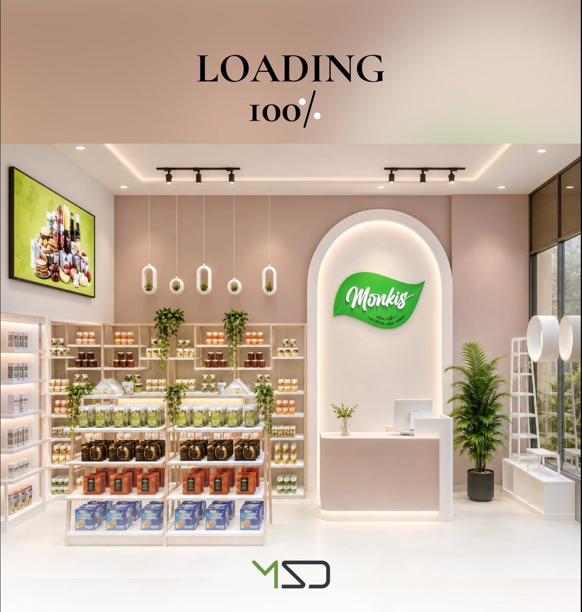 DesignMindscape's tweet photo. Clean display shelves, a softly curved counter backdrop, and balanced lighting come together to create a retail space that feels organised, welcoming and distinctly Monkis.

#MindscapeDesign #Monkis #RetailDesign #ShelfDesign #CounterDesign #CommercialInteriors https://t.co/FyN58ad3jq