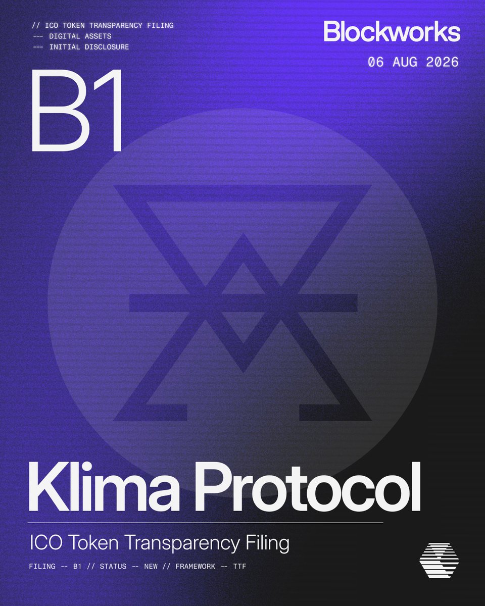 Blockworks's tweet photo. Klima Protocol brings rules-based pricing to the voluntary carbon market, with contracts that publish execution rates in real time.

They completed a B1 Token Transparency Filing with zero gaps.

$kVCM live on Base since October 2025. https://t.co/nYAdeBzmwk