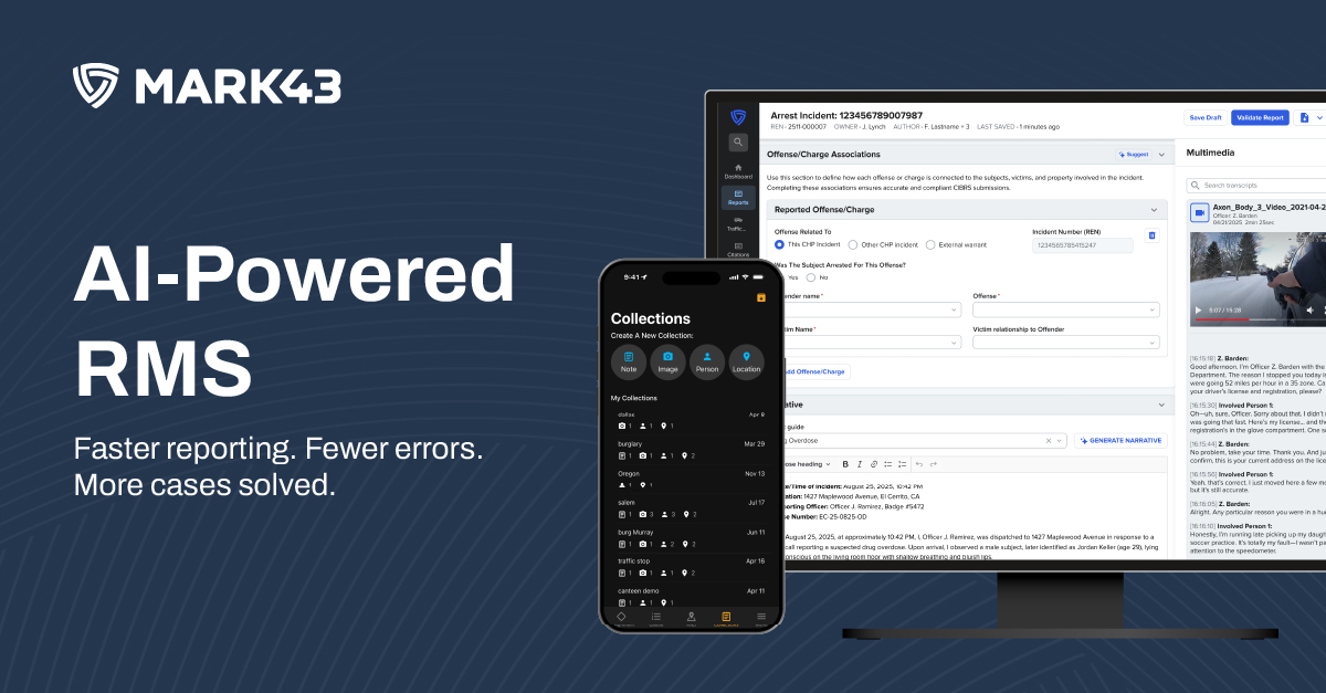 mark43's tweet photo. "It is very impressive work."

"Just what we were really looking for."

"This is a fantastic solution."

Some of the latest feedback we've received from customers about our AI-powered RMS capabilities. 

Learn more and book your demo today: https://t.co/0Av9iHQZ4M https://t.co/vCogPcNatC