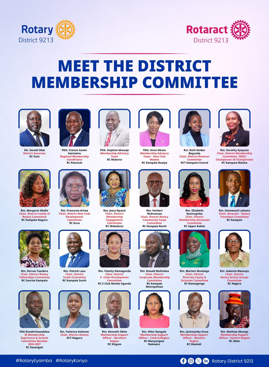 rotaryd9213's tweet photo. Meet @rotaryd9213  Membership Committee.

Whether you are focused on attracting new members, strengthening engagement or improving retention, the Membership Committee is here to support you every step of the way.

Together, we can build stronger, more vibrant clubs that reflect our communities and Create Lasting Impact.

Growing membership. Strengthening clubs. Expanding Rotary's Impact.

#RotaryEyamba | #RotaryKonyo