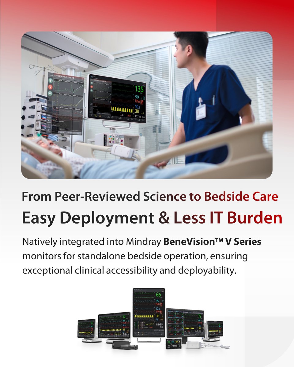 MindrayGlobal's tweet photo. Joint research by Mindray &amp; The First Affiliated Hospital, Sun Yat-sen University published in <npj Digital Medicine>.

It delivers an explainable intelligent early warning system to help clinicians catch risks earlier and make confident decisions.

#Mindray #BedsideMonitoring https://t.co/HDSFfpR5xm