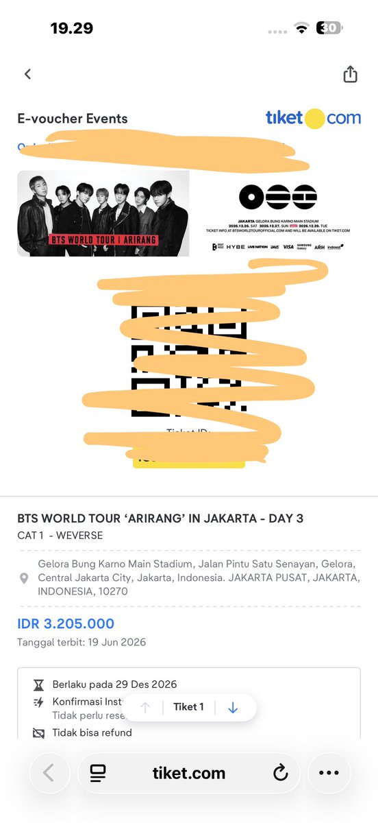 owmffaadd's tweet photo. WTS
BTS WORLD TOUR ARIRANG JAKARTA 

Day 3
🎫 VIP Package A - (2 tix)
🎫 CAT 1 - (2 tix) 

sampai tiket fisik (wristband)

wts wtb tickets tiket jkt lfb looking for buyer lfs
#BTS_WORLDTOUR_ARIRANG_JAKARTA #BTS_ARİRANG_JKT https://t.co/JcN7Qz1Pbb
