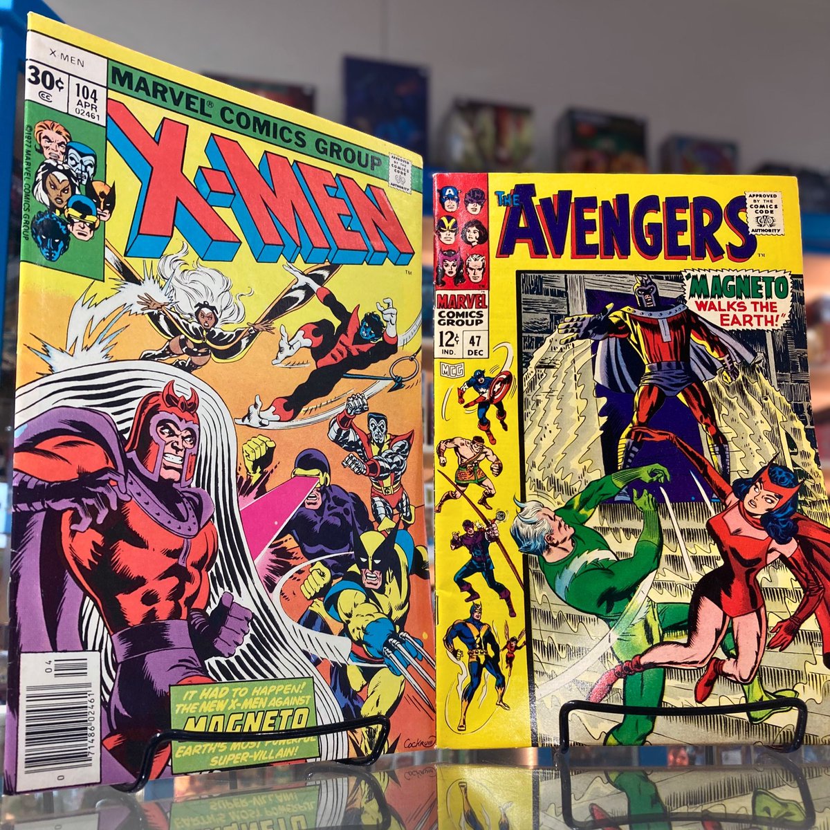 VaultOfMidnight's tweet photo. MUST READ MAGS FEATURING MARVEL'S MALEFIC MASTER OF MAGNETISM

Vault Detroit is thrilled to have these Magneto keys:

➡ AVENGERS #47 - 1st appearance of Dane Whitman, the 3rd Black Knight. Also, Magneto returns to Earth.
➡ X-MEN #104 - 1st fight between Magneto and Wolverine. https://t.co/8MCTiIW6T1