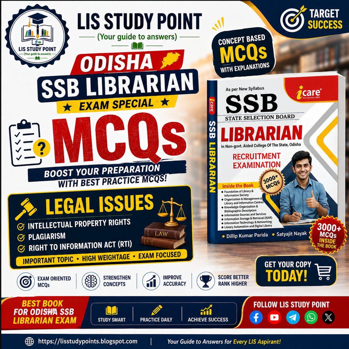 LIS_StudyPoint's tweet photo. 📚 Odisha SSB Librarian Exam Special
Practice high-weightage MCQs:
📖 Prepare with the SSB Librarian Recruitment Examination book (3000+ MCQs) and follow the complete syllabus.
🔗 https://t.co/QwASyT92WR�
#OdishaSSB #SSBLibrarian #LibraryScience #LISStudyPoint #LibraryMCQs https://t.co/tfP7M3OPvS