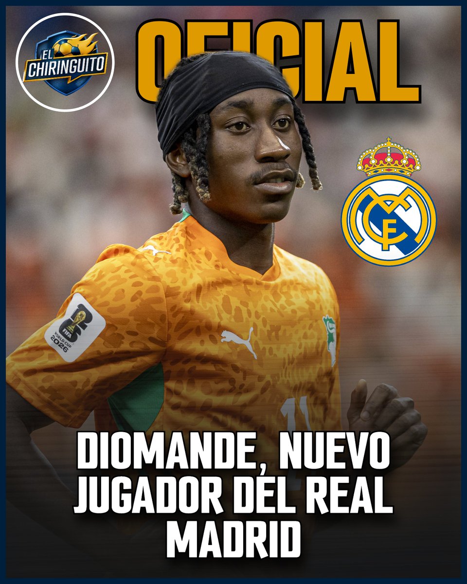 elchiringuitotv's tweet photo. 🚨⚪️DIOMANDE FICHA POR EL REAL MADRID.

🇨🇮 El costamarfileño firma hasta 2033. https://t.co/elJVcvaeWc