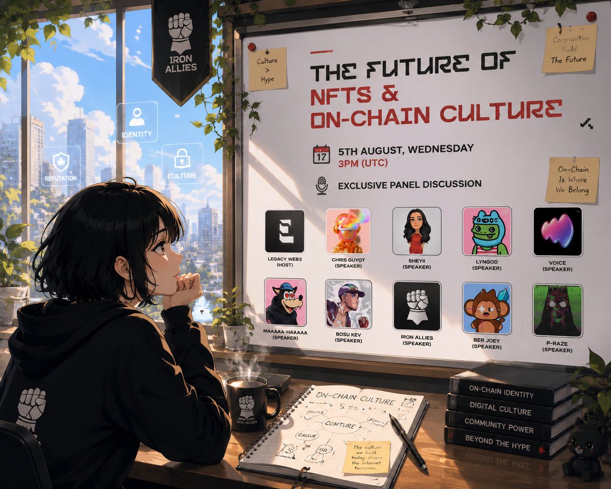 dearliaa14's tweet photo. Every cycle changes what people value.

At first, NFTs were mostly about collecting.

Then they became speculation.

Now I'm seeing more projects explore something deeper: using NFTs to represent identity, reputation, and belonging.

If that's where the space is heading, then the conversation is no longer just about NFTs.

It's about the future of on-chain culture.

Looking forward to this discussion. @IronAllies_