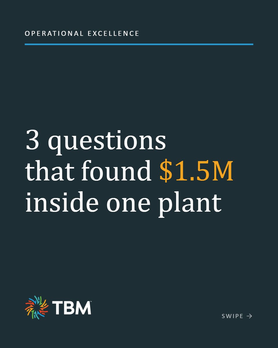 TBMInsights's tweet photo. Most manufacturers think their margin problem is a pricing problem.

It usually isn't.

We found $1.5M in cost reduction at an industrial manufacturer. None of it came from pricing, contracts, or headcount.

It came from three questions nobody had asked. https://t.co/5f4DvHr5Rt