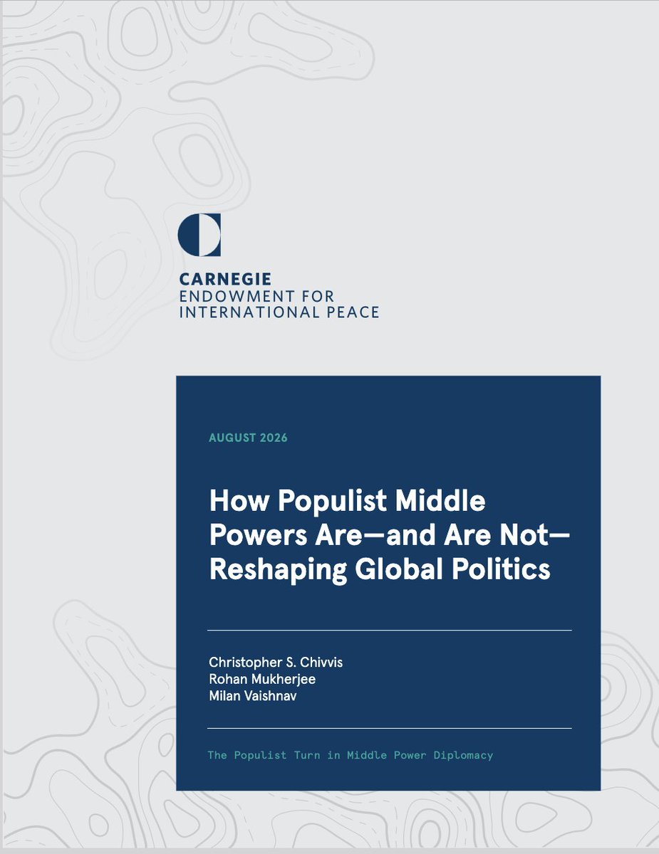 MilanV's tweet photo. New from @CChivvis, @rohan_mukh + me: How Populist Middle Powers Are—and Are Not—Reshaping Global Politics

This is the culmination of our year-long series on the populist turn in middle power diplomacy https://t.co/wW3YJARFwr

Read all 7 case studies here https://t.co/PtaFnTDBlJ https://t.co/VYWSX6w6PI