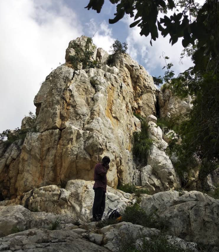 TNGeography's tweet photo. The Shervarayan Hills (Yercaud) in Salem district is known for two large majestic white rock formation near Gundur village. There is no clarity on their mineral composition and formation process. It looks like a white quartz formation, few call it limestone formation 🤷1/2 https://t.co/IJ77xWXPWv