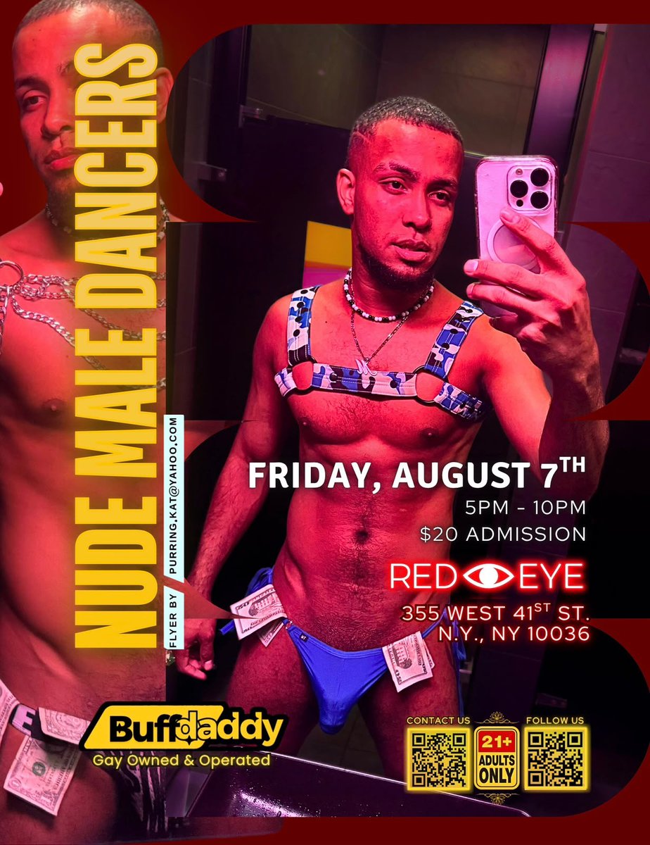 nudemaledancers's tweet photo. Early Edition of Filthy Fridays on Aug 7th @redeyeny where the hottest guys in NYC take it all off for you😍. The only all nude male strippers' event in NYC. 5pm-10pm. Lap Dances all night with the guys. #gay4pay #str8 #Findom #Lapdances #Gaynyc #straightboys https://t.co/fajBsnwvkg