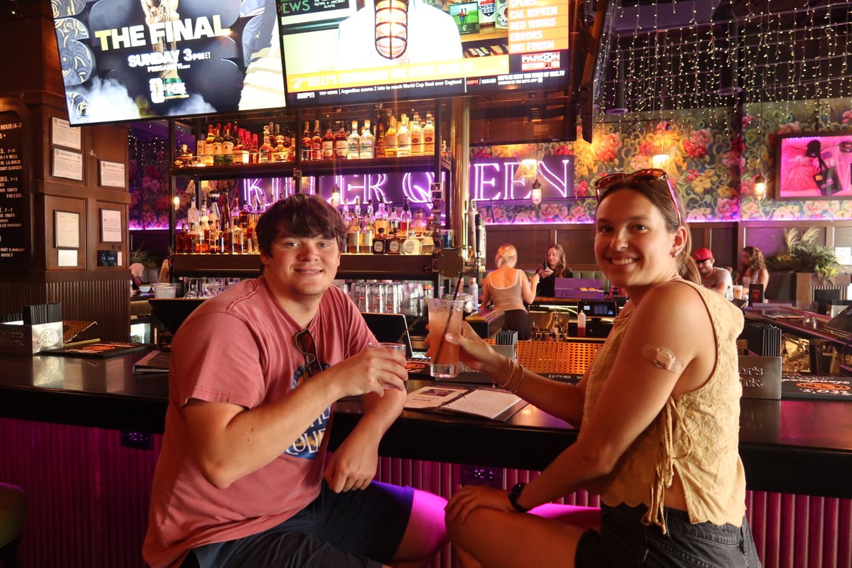 KillerQueenCIN's tweet photo. Our royal declaration? Clock out and come drink.

Doors open at 11:30am ahead of the Reds vs. Athletics game, and we’ll be serving up ice cold Tito’s Cincy Sluggers and Elly De La Boozes. https://t.co/R7i8fp8Hwg
