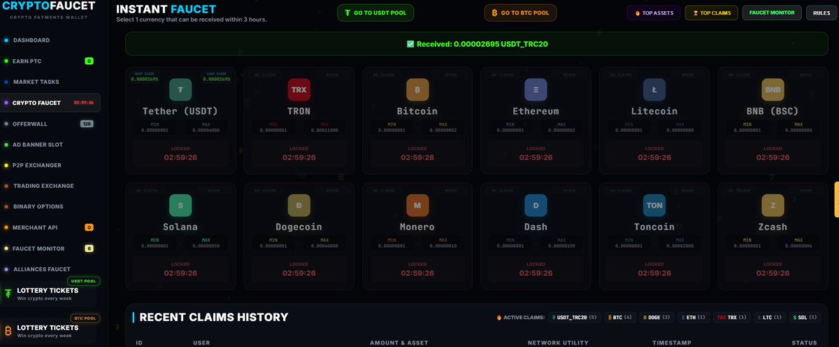 FrequenceCrypto's tweet photo. Instant Faucet
Select 1 currency that can be received within 3 hours.

https://t.co/FnzGnnHUQG https://t.co/LuGkcjZVAe