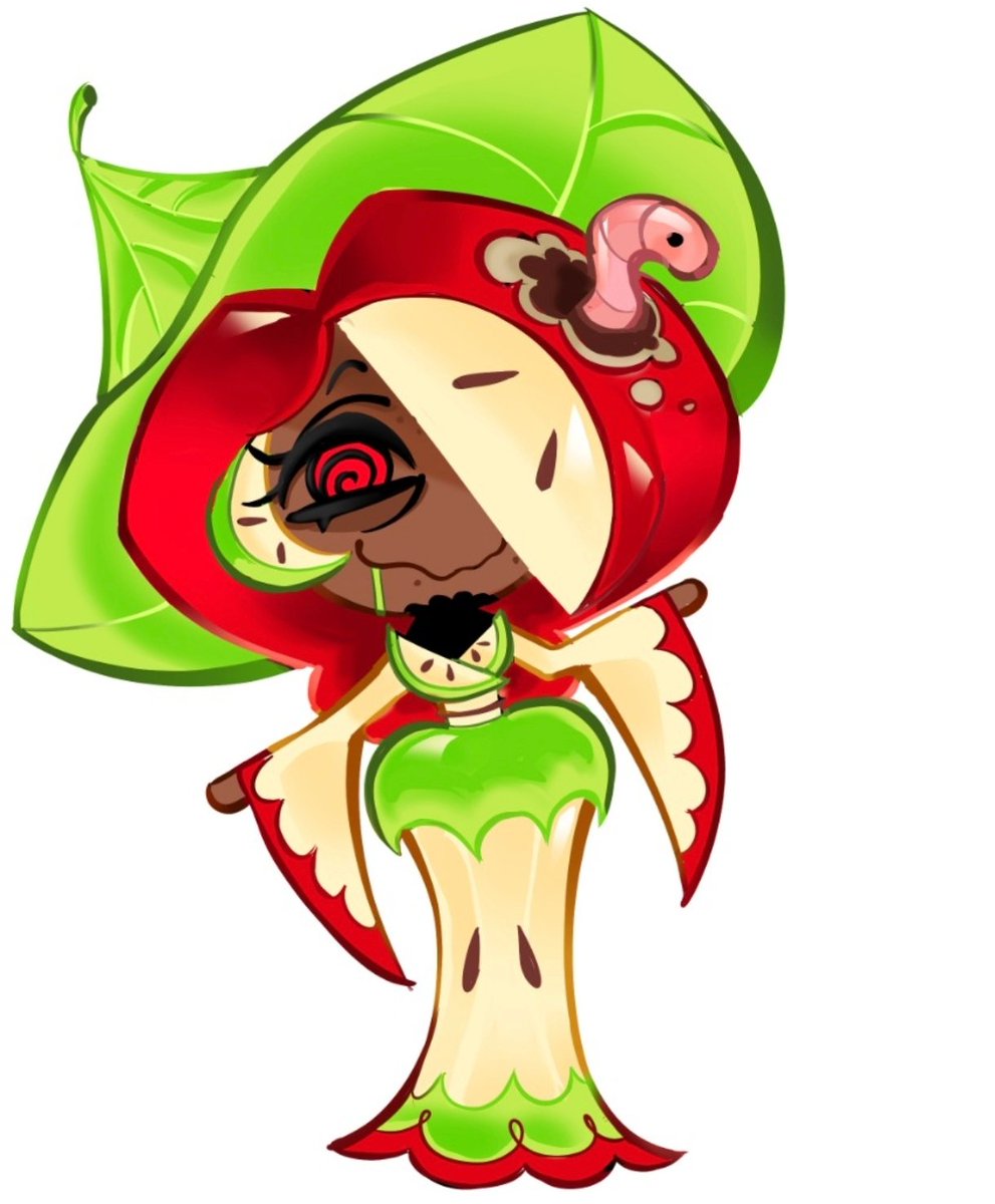 the_fork_witch's tweet photo. cookie run oc ^⁠_⁠^ her name is Rotten apple cookie #crk #cookierunkingdomfanart #oc #shadowmilkcookie https://t.co/0P51tsgUQa