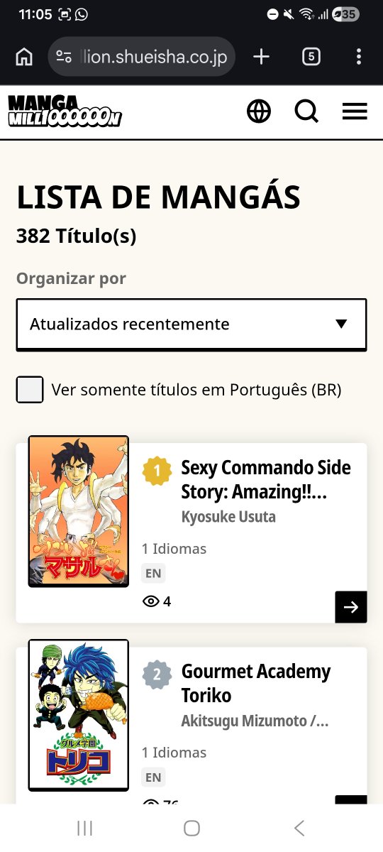 shadowarlok's tweet photo. A Shueisha lançou uma nova plataforma pra ler mangás online de maneira oficial, no estilo do mangaplus
Quase 400 mangás e 62 deles estão com tradução em pt-br
Bom demais ver um projeto de grande escala assim sendo lançado, que tenha cada vez mais
https://t.co/zdPTalktOY https://t.co/8tYDeULYdB