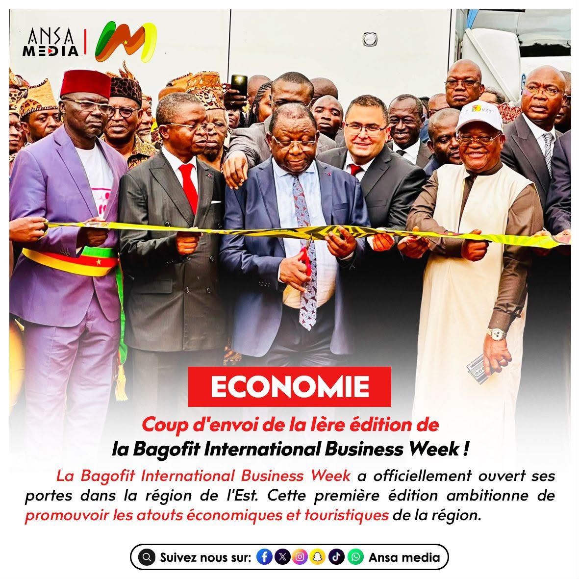 AnsaMedia237's tweet photo. Coup d'envoi de la 1ère édition de la Bagofit International Business Week !
Découvrez les enjeux ici : https://t.co/kZV84IZ8JD
#Bagofit #EstCameroun #JosephLE #Mincommerce #Économie #VTTChantalBiya #Cameroun #AnsaMedia https://t.co/jLUvFuQz17