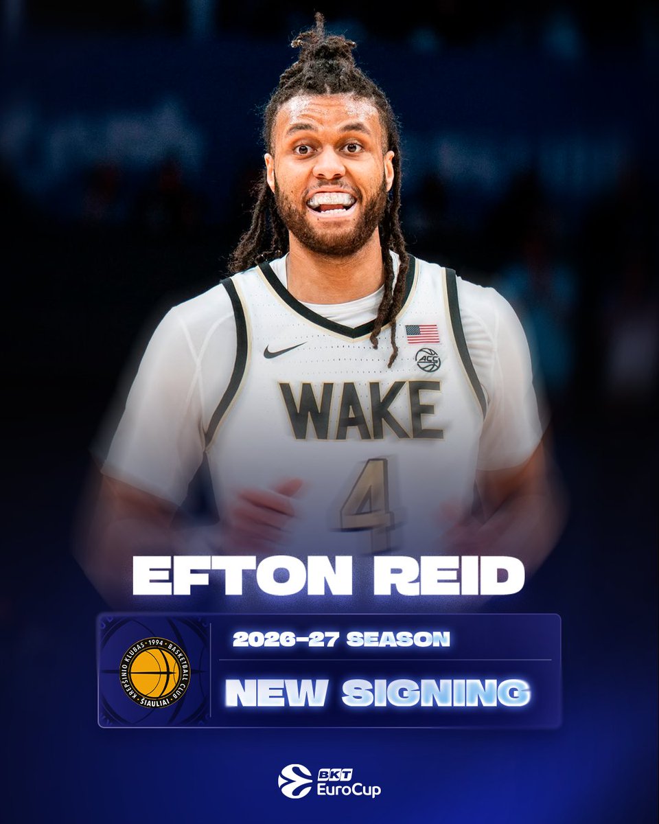 EuroCup's tweet photo. The next chapter begins ⏳

Efton Reid signs with Siauliai 🚨 https://t.co/UqOwtfyDqJ