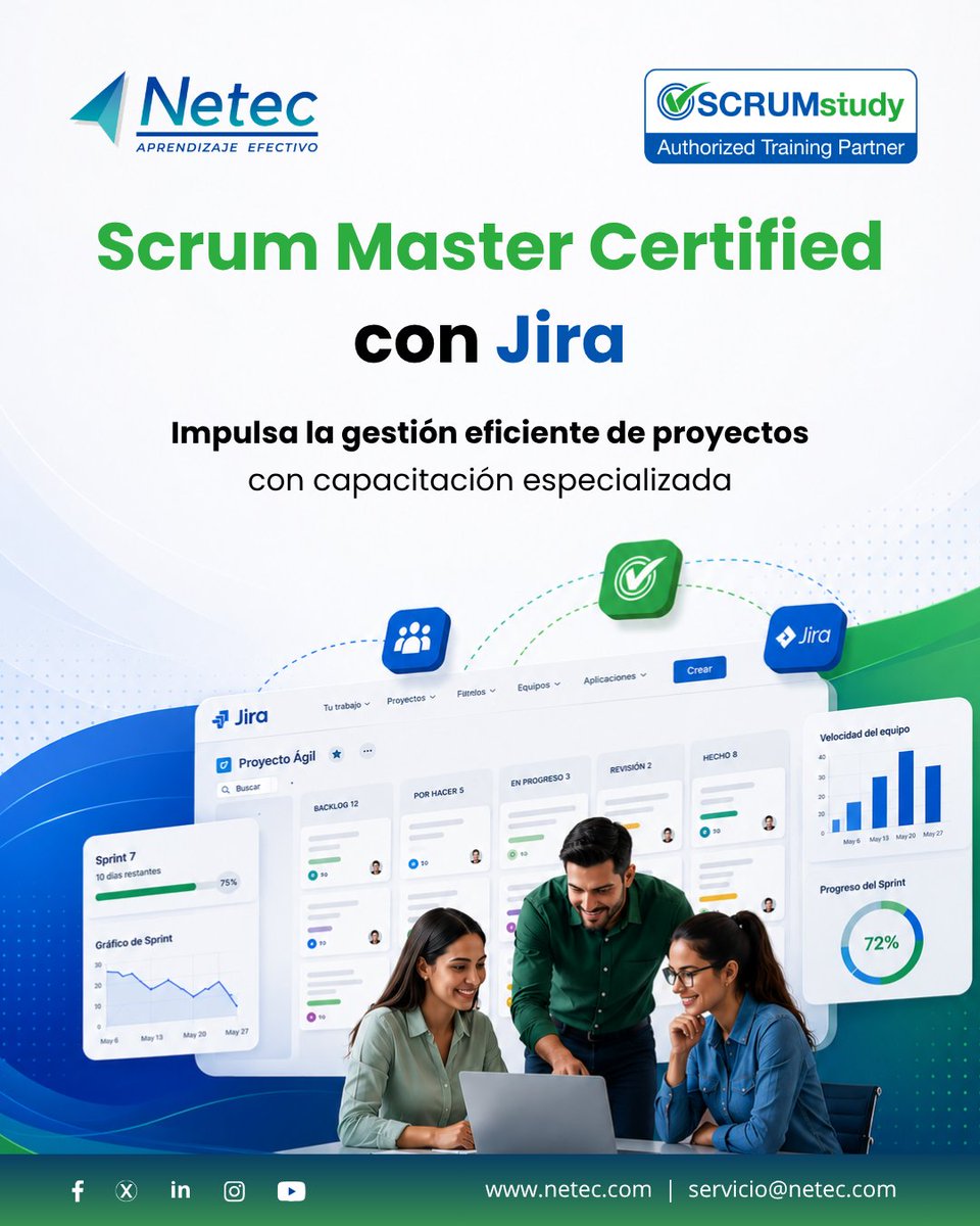 netec's tweet photo. Optimiza la gestión de proyectos con Scrum y Jira 🚀
Capacita a tus colaboradores con el curso Scrum Master Certified con Jira y fortalece sus habilidades para gestionar proyectos ágiles.
📚 Consulta el temario: https://t.co/OlDRlDFESY
#Netec #Scrum #ScrumMaster #Jira #Agile https://t.co/RYrh99LZhQ