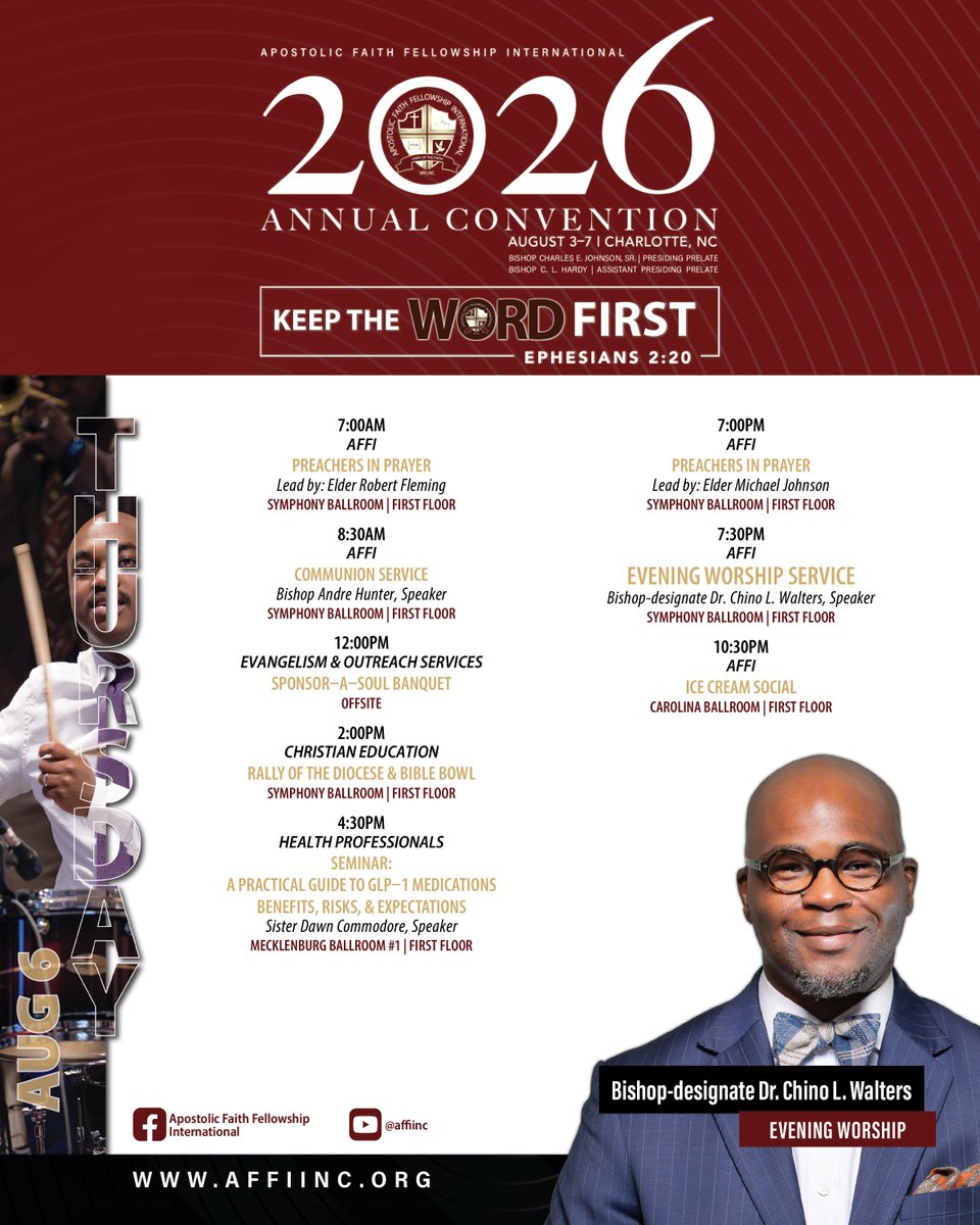 AFFI_Inc's tweet photo. “The Lord is my light and my salvation; whom shall I fear?  The Lord is the strength of my life; of whom shall I be afraid?” – Psalm 27:1. Praise the Lord Saints!  We are now at day 4!  Please take a moment and review our major events for the day. https://t.co/BsSroKJjSz