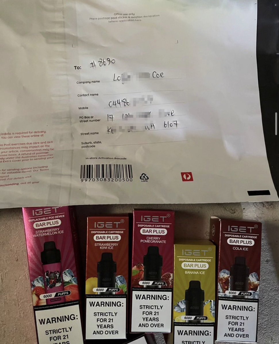 AusvapeMack's tweet photo. IGET Vape delivered in Australia different cities and state within a 24 hours via AusPost with customer tracking number. So our delivery on time fastest and secure.
We have IGET Vape products with attractive price in Australia.
IGET Legend
IGET Bar
IGET Bar Plus
IGET hot
IGET Moo https://t.co/FRZC5SbKl8