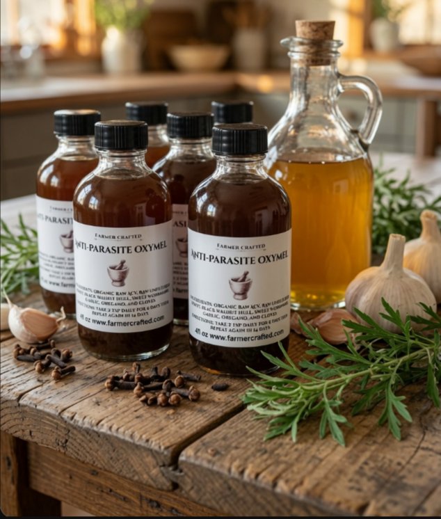 FarmerCrafted's tweet photo. Extra, Extra, read all about it! 📰

My Elderberry Fire Cider and Anti-Parasite Oxemel are both BACK IN STOCK (finally, sorry, it's a long brew process)

✅The Fire Cider now comes in an 8 ounce glass bottle, that's a bit smaller, but the price is also smaller because I don't believe in taking part in that shrinkflation mess 😂

🫐 Elderberry Fire Cider starts with my homemade Raw Apple Cider Vinegar. From there, I infuse it with Lemons, Key Limes, Oranges, Garlic, Ginger, Elderberries, Turmeric, Ceylon Cinnamon, habanero, Cayenne, and then finish it off with local raw honey.  

💪All of that brews and ferments together, building up an army of a bajillion gut and immune boosting probiotics.

🪱 Anti-Parasite Oxymel has the same ACV base and is then infused with Black Walnut Hull, Artemisia Annual (Sweet Wormwood), Oregano, Fermented Black Garlic, Cloves, and finished off with raw local honey to make it go down smoother 🍯🐝

🫒All of these ingredients are BEYOND ORGANIC. Unsprayed, unbothered, and 100% clean.

#NaturalRemedies #FarmMade