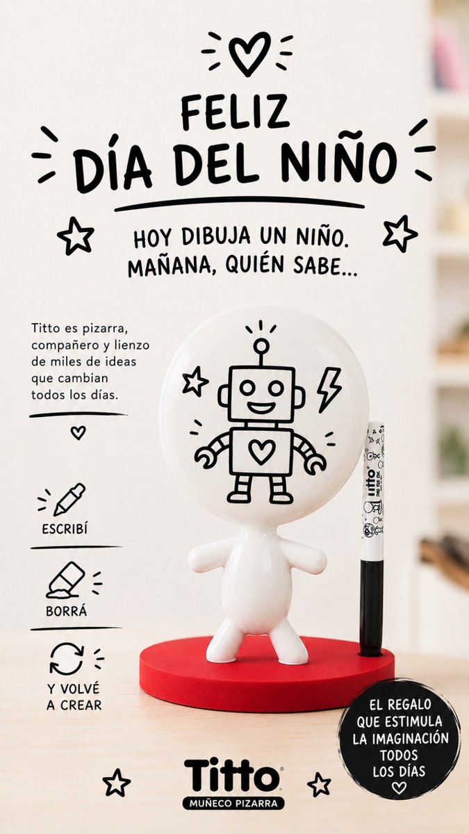TittoMW's tweet photo. Se viene el día del niño y nada mejor que un #Titto para regalar y que juegue con su imaginación!
Dibuja tu ideas!
https://t.co/lXoQQzLkDM
#diadelniño https://t.co/SpTImyHbNK