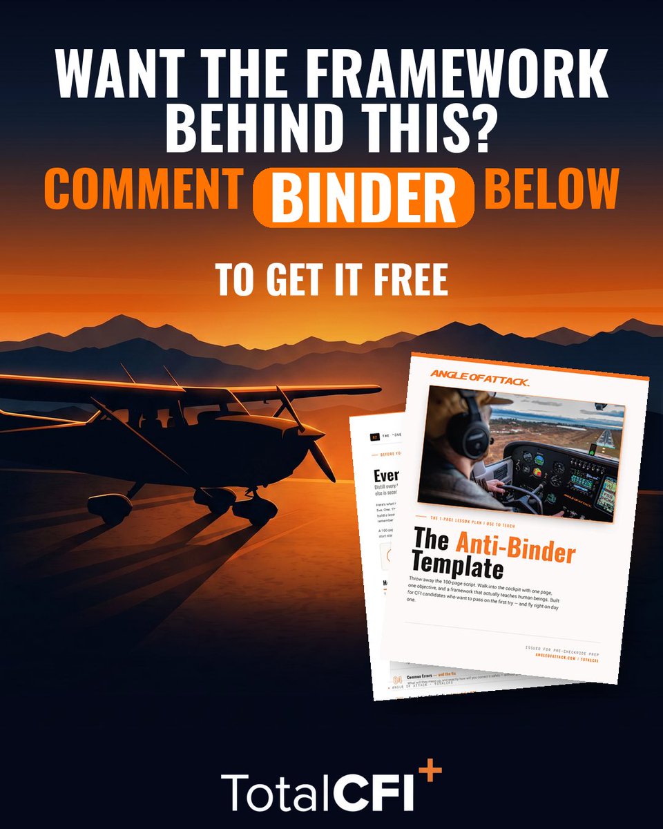 angleofattack's tweet photo. It's not the level of experience you have. It's how you show up for your students.
Care. Prepare. Show up fully. That's the job.
#CFI #flying #aviation #studentpilot #learntofly
Get it free → https://t.co/suZImqR2Gk https://t.co/Wgkd1ouAgy