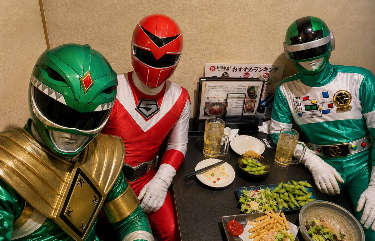 S9TV3sBODHN3cDT's tweet photo. 実はこの3人と〜ても仲良し呑み友なんです！【月一おじじ会】
#光戦隊マスクマン
#超電子バイオマン
#恐竜戦隊ジュウレンジャー
#レッドマスク
#グリーンツー
#ドラゴンレンジャー https://t.co/hUSSiisntd
