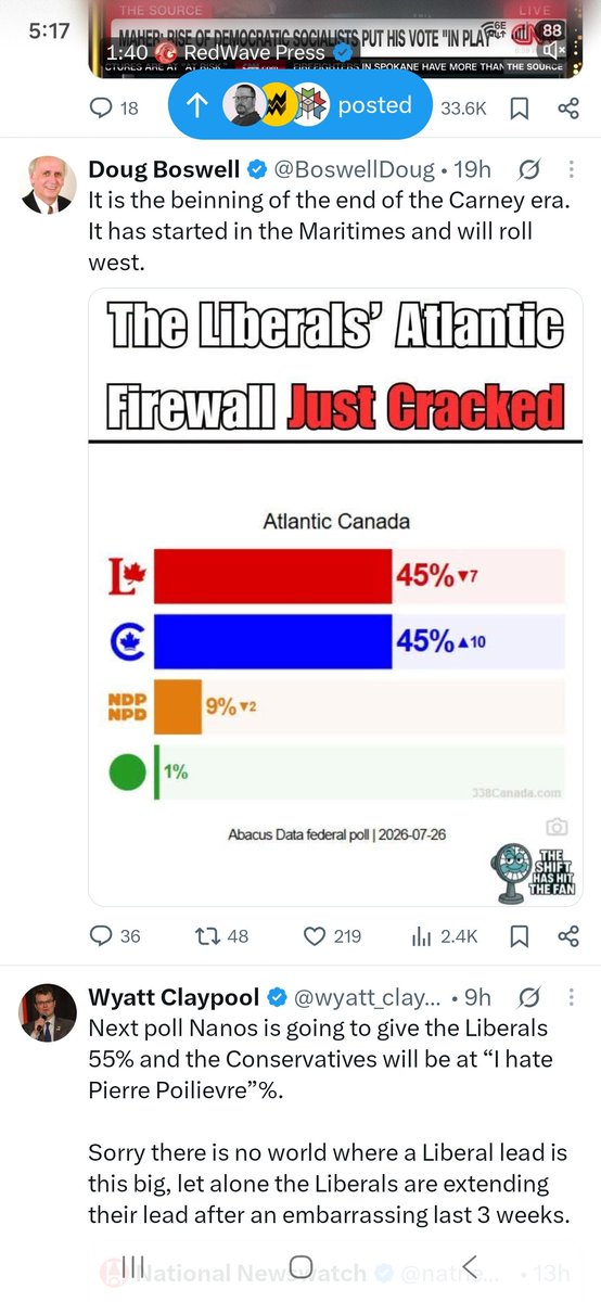 mrpeterlabrie's tweet photo. @ToewsWenda Recent polls show Liberals and Conservatives tied.

Are you still looking at the bullshit Nanos poll? Enjoy the bullshit because Canadians are waking up. https://t.co/SNC1ZHAb7p