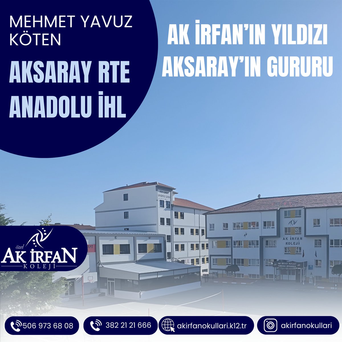 Akirfankoleji's tweet photo. AK İRFAN’IN YILDIZI, AKSARAY’IN GURURU!
LGS 2026 yerleştirme sonuçlarıyla Ak İrfan Koleji olarak bir kez daha büyük bir gurur ve mutluluk yaşıyoruz. Azimle çalışan öğrencilerimiz, hedefledikleri liselere yerleşerek geleceğe sağlam bir adım attılar. https://t.co/1xe96AKafB