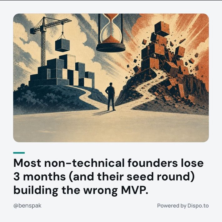 2050xoff's tweet photo. Most founders don't waste months because they can't build. They waste months because they build before they validate.  

They think an  MVP is the smallest product you can ship,  but It's actually the smallest experiment that answers one question: 
Will anyone pay for this?  

That's exactly what @benvspak and @JustinRFrench (20+ years in revenue growth) will cover in our live workshop on Aug. 21st

If you're building your first MVP, this could save you months of wasted effort.  

Reply "MVP" to get  the details.