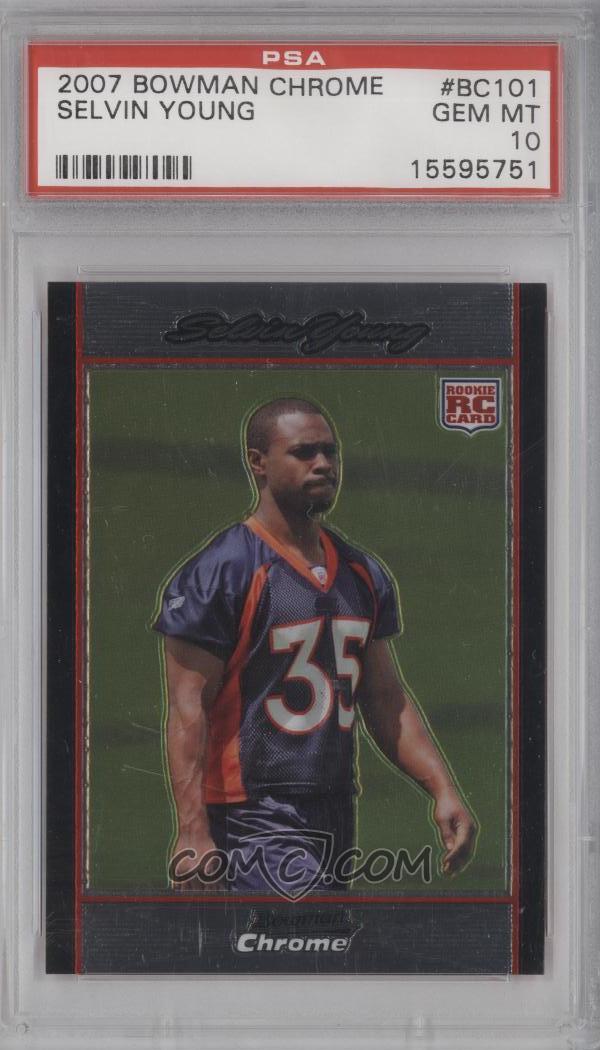 LimitedCards's tweet photo. ✨GET YOUR GEM MINT PSA SLABS HERE✨
⚡️ Our most recent sale on @CheckOutMyCards:
2007 Bowman Chrome #BC101 Selvin Young ROOKIE RC PSA 10 GEM MINT
Denver Broncos NFL
💰 SOLD FOR $18.99 💰
Much more available on COMC here:
https://t.co/ISK1aXgSVK
and on eBay:
https://t.co/fcsLkpQl3g
#COMCLast5 #COMCMailday #TheHobby
@3bangerbreaks @CardsJakes @collec_sport @CousinClark @CrdboyC @DHCards10 @evildrprkchp @FeistSportsCard @GotdemCards @HeathElliott79 @ILOVECOLLECTING @juice_worldcard @MrBelvitch @PapayonTrading @RSJRsteel @spcardseller @sports_sell @SportsCardDeals @ThatDude_Hut @thelafleurboys @TheShop_CC @tm1515152005 @ToCollecting @tomdicaprio @vividblue2008 @westcards28