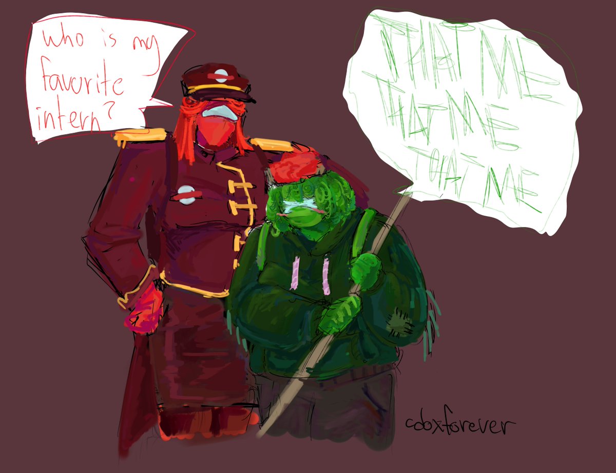 ForeverCdoxxxxx's tweet photo. "staking my claim here. i beg of you to please please Please draw captainworm. your human furniture piece was baller" -> i actually love not imp green x red #capworm #amongusshowfanart #amongus #redgreen https://t.co/TnxdcVEgEA https://t.co/xbaqS8dFHc