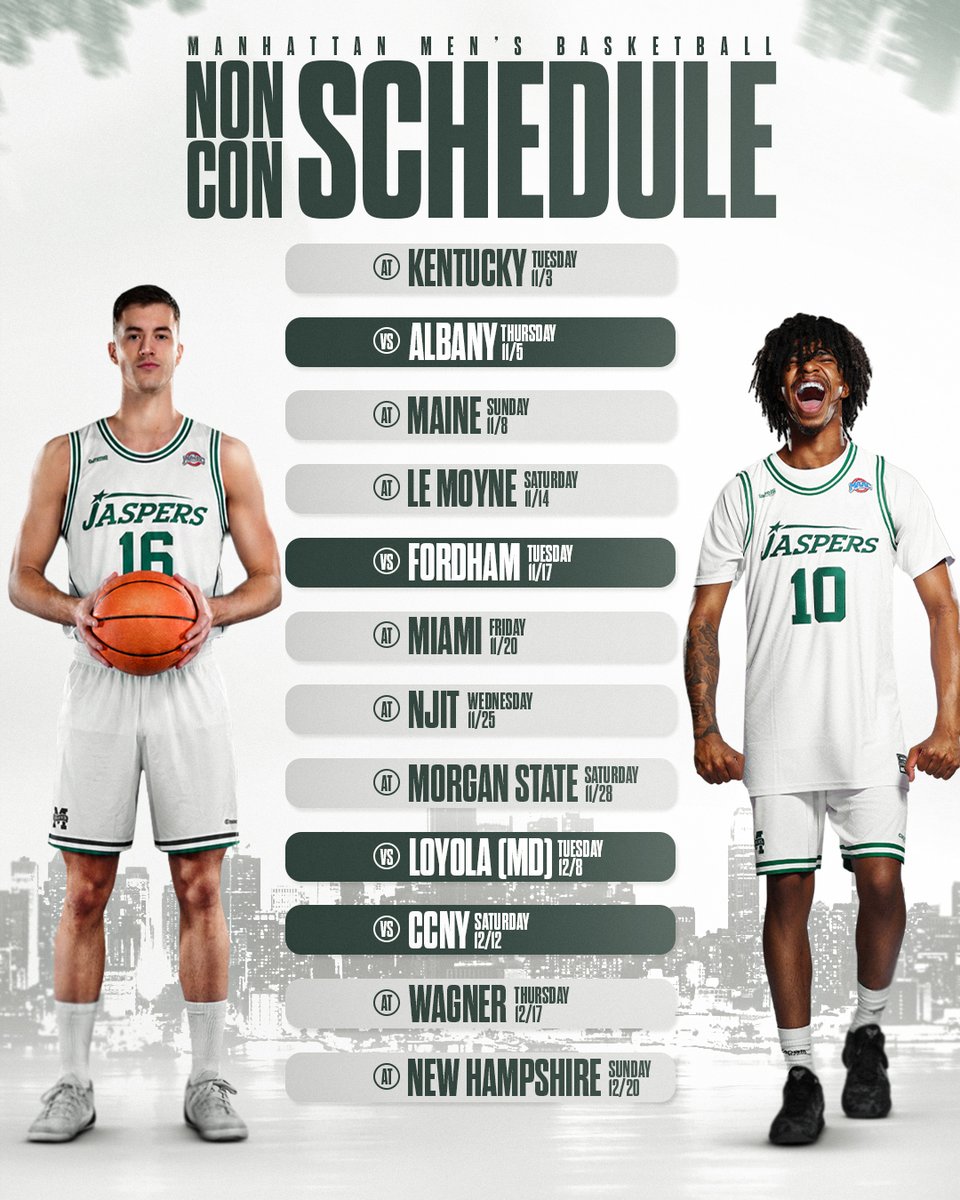 ManhattanMBB's tweet photo. π
: α΄α΄ Κα΄κ±α΄...
Fill out those calendars for some non-conference action βΌοΈ
π: https://t.co/kiGzYZzYwi
#GoJaspers | #JasperNation π’βͺοΈ https://t.co/hkGLYIEnx1