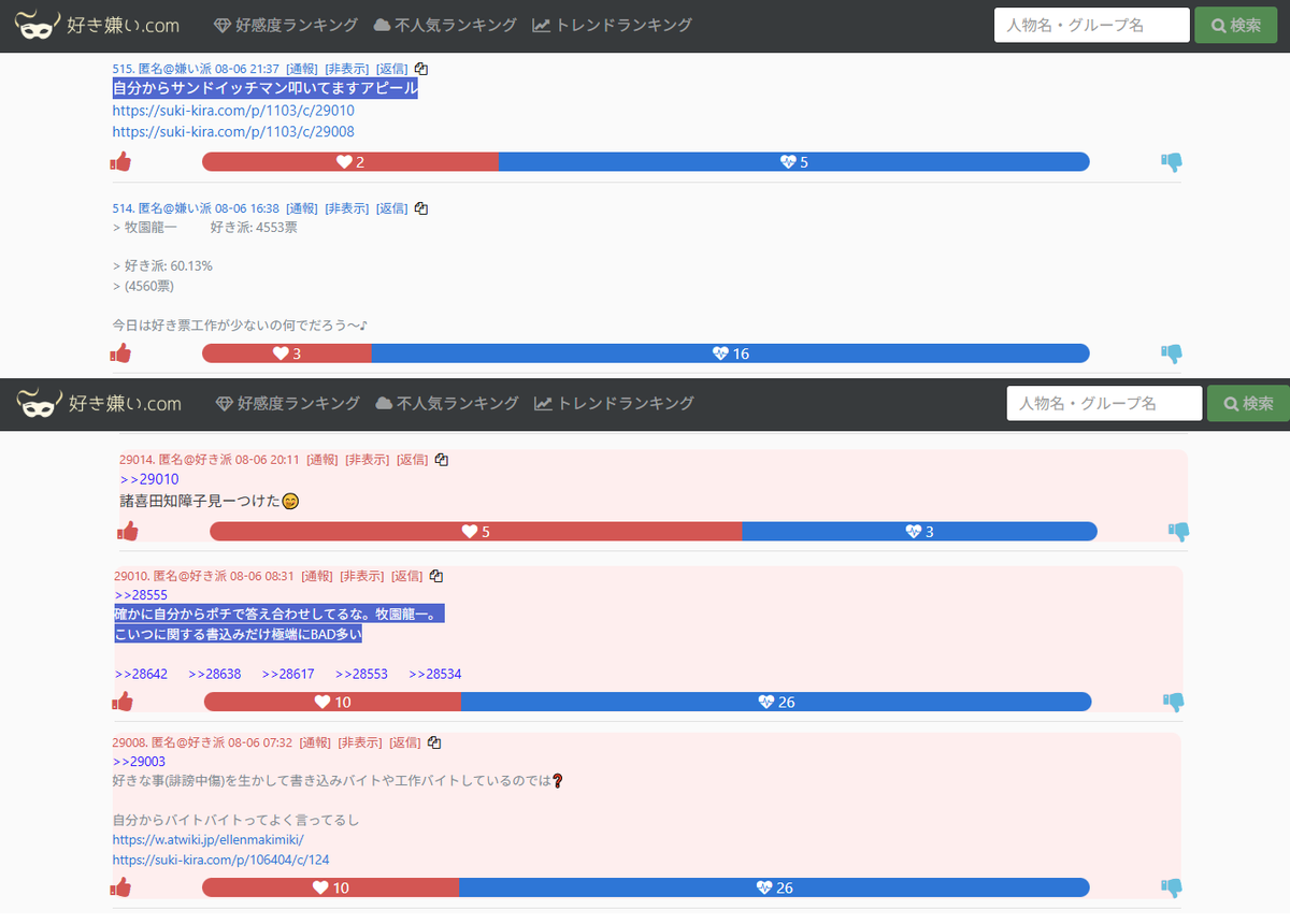 Fake_Peninsula's tweet photo. @KANATA_F32 @Saggy_MMM 【  好き嫌い.COM #サンドウィッチマン #富澤たけし

 の所で #牧園龍一 ネタに発狂する輩 朗報？ 】

ここを見ている人物以外書き込みの存在を知る方法が

ないと指摘され、青ポチ工作も以前から行われてたと判明

グレープカンパニー @grapecom https://t.co/RZbxj0niaM