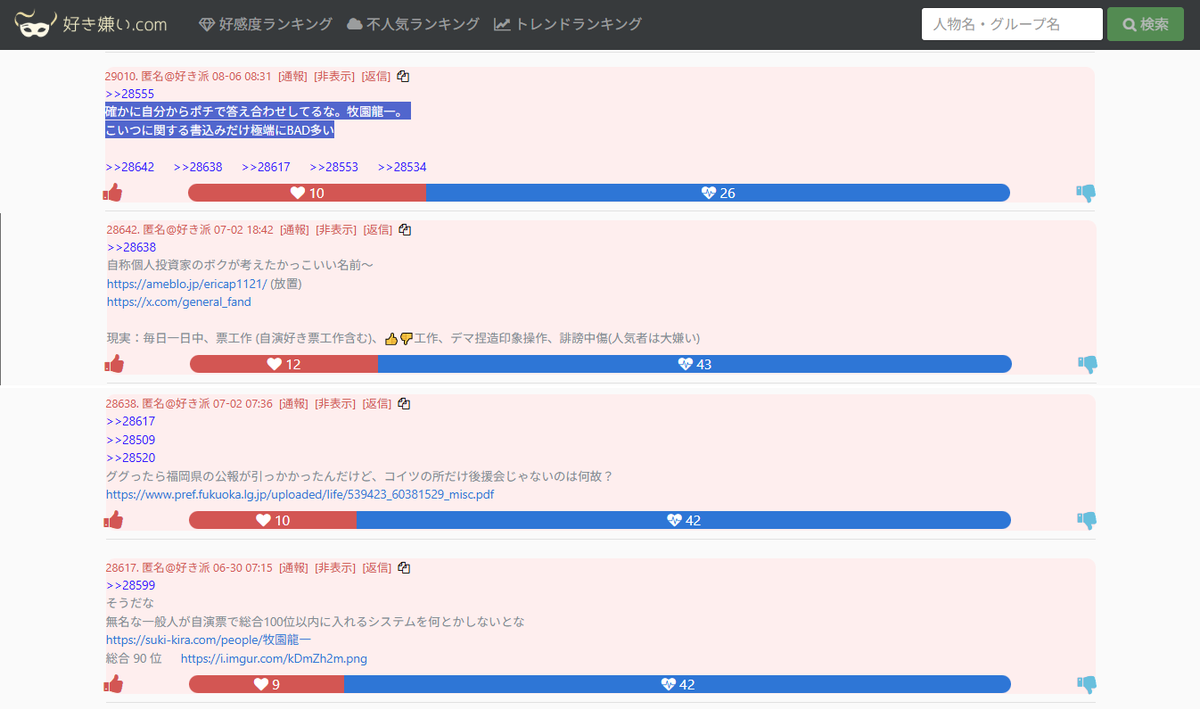 Fake_Peninsula's tweet photo. @KANATA_F32 @Saggy_MMM 【  好き嫌い.COM #サンドウィッチマン #富澤たけし

 の所で #牧園龍一 ネタに発狂する輩 朗報？ 】

ここを見ている人物以外書き込みの存在を知る方法が

ないと指摘され、青ポチ工作も以前から行われてたと判明

グレープカンパニー @grapecom https://t.co/RZbxj0niaM