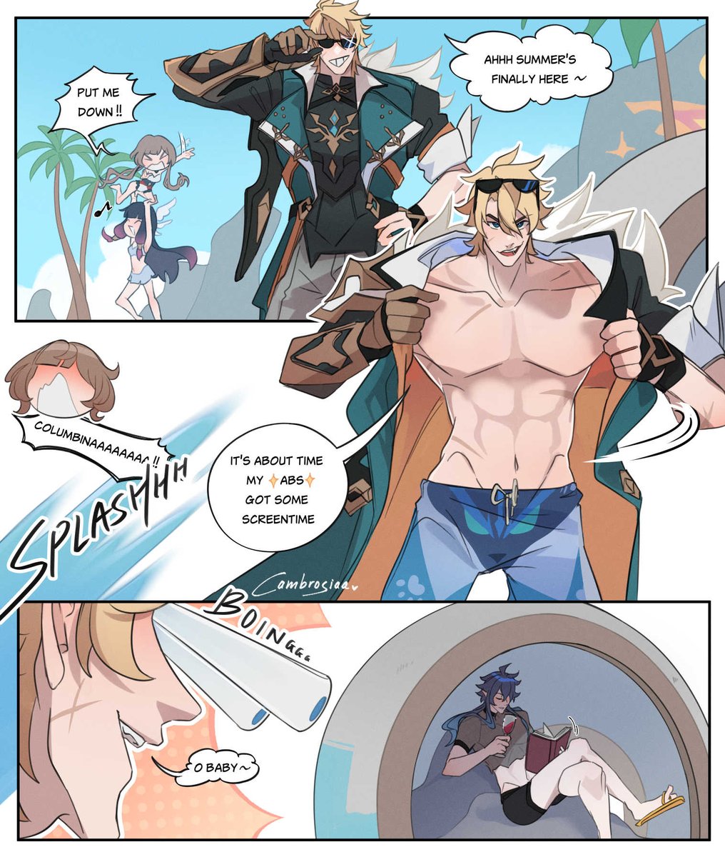 Cambrosiaa's tweet photo. [1/2] Beach shenanigan's activate🏖️ #Varflins #Knightlight https://t.co/0dK9xFtOKF