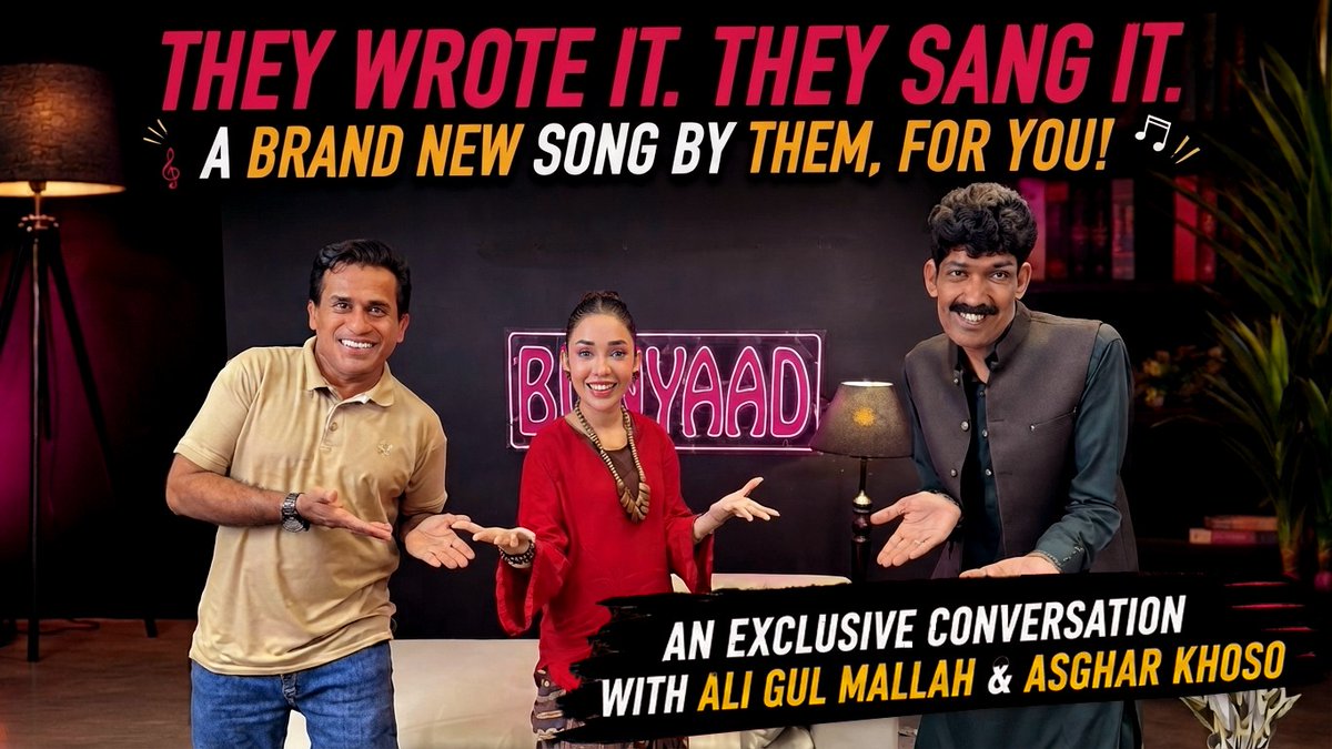 Bunyaa_d's tweet photo. The episode you've been waiting for! 😂

Ali Gul Mallah &amp; Asghar Khoso bring nonstop laughs, hilarious stories, and behind-the-scenes secrets of their new song in this fun-filled Bunyaad Podcast

🎙️ Watch the full episode now!
https://t.co/KpChryGvCz

#AliGulMallah #AsgharKhoso https://t.co/VHNyc4HMEd