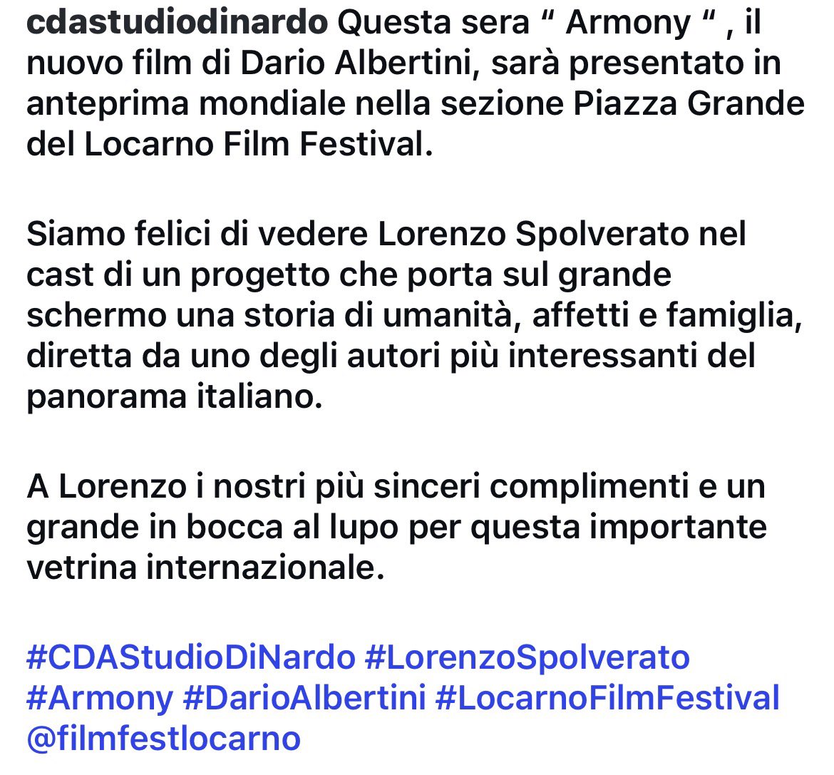 Marina111tznfrr's tweet photo. Ti auguro che sia il primo film di una lunga serie. In bocca al lupo. 🍀🤞🏻
Fieri sempre di te 💚✨🥹
#lorenzospolverato #armony #locarnofilmfestival https://t.co/2Nff11DUeM