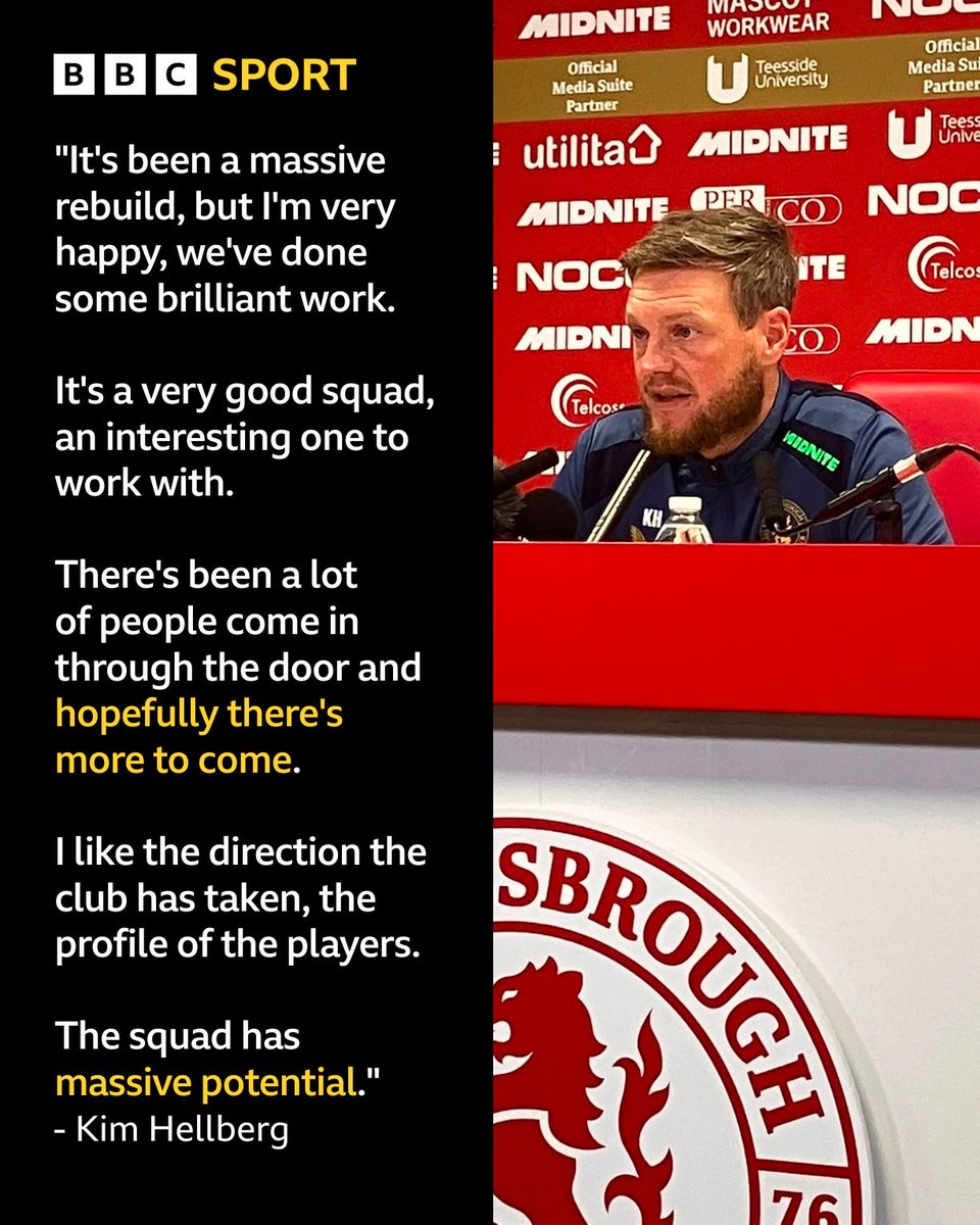 BBCTeesSport's tweet photo. Kim Hellberg is delighted with the squad Middlesbrough has assembled so far 🤝

#Boro | #UTB | #BBCFootball https://t.co/lWdYlGLs3p