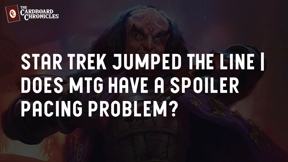 CardboardChron's tweet photo. Hobbit prerelease weekend. Reality Fracture eight weeks out. And Wizards spent Wednesday revealing Star Trek cards for a set that doesn't release until November.
MTG has a spoiler pacing problem: https://t.co/0GA6FxOtjl
#MTGStarTrek #RealityFracture #MTG #UniversesBeyond https://t.co/CPlEEHDwPc