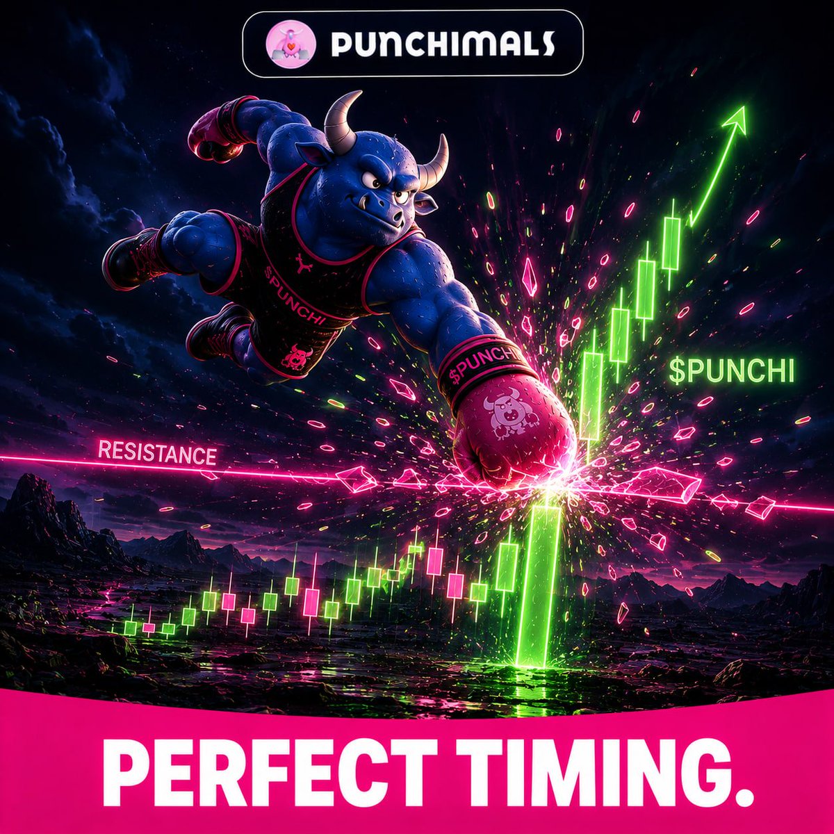 punchimals's tweet photo. This is what patience all week was building toward.
$PUNCHI traders strike at exactly the right moment. 
Not before. Not after.

Trade $PUNCHI
 https://t.co/zIFuo6tljk

#Punchimals #PUNCHI #CryptoTrading #Web3 #DYOR https://t.co/oAyAPdTyDA