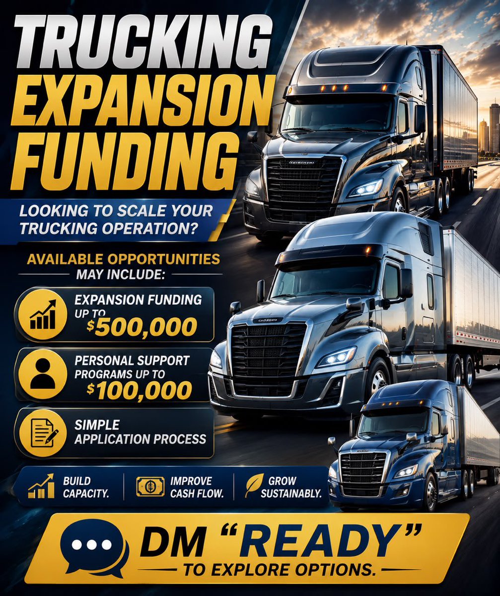 PoirierLChbr's tweet photo. Looking to scale your trucking operation? Comment “Ready” for eligibility #Funding #today #temptationisland https://t.co/e5x03QNwLU
