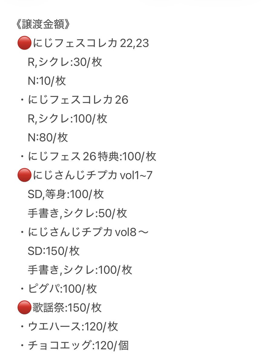 sea10_shine's tweet photo. @no_tl
【交換/譲渡】にじさんじ チェキ 缶バッジ 特典 アクブロ ぱぺ にじさんじチップスウエハース アクスタ IMPACT
求〉https://t.co/fVevOXAaW1 or2~4枚目記載額+送料
譲〉リプ欄
#dbd_fp にフォロリク後お声がけも◎
金額や条件のお問い合わせのみでも構いませんのでお気軽にお声掛けください🙇♀️ https://t.co/Y7SHLKHxKV