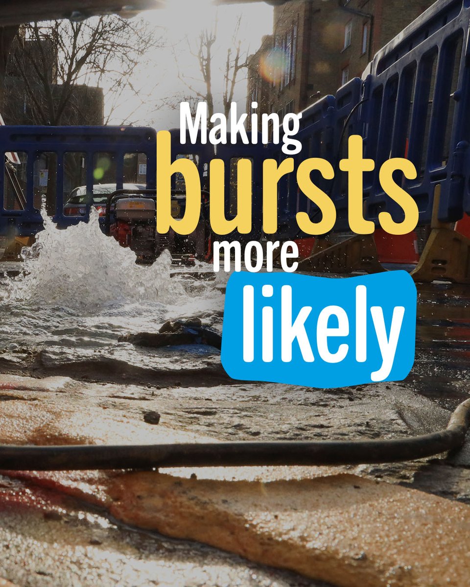 thameswater's tweet photo. Why are we seeing more leaks right now? Here's what's happening 👇
 
The recent hot, dry weather is putting extra pressure on our water network. When the ground dries out, it can shift putting more strain on the pipes. At the same time, higher demand for water increases the pressure in the network, making bursts and leaks more likely.
 
That's why our teams are currently fixing around 20% more leaks than normal - over 1,000 weekly, or one every 10 minutes.
 
We're also making major long-term improvements, replacing 100km of water mains since April last year as part of our biggest upgrade in 150 years.
 
With more than £500 million invested every year in finding and fixing leaks, we're working around the clock to reduce leakage and strengthen the network for the future. 💧