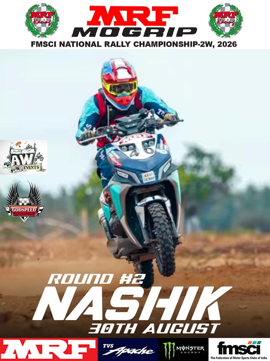fmsci's tweet photo. π Round 2 is here! π₯
The MRF MOGRIP FMSCI National Rally Championship heads to Nashik on 30th August. Get ready for high-speed action, tough terrain and fearless riders! ποΈπ¨
#MRFMOGRIP #FMSCI #NationalRallyChampionship #Nashik #IndianMotorsport #RallyRacing #MotorsportIndia https://t.co/z3x5YS4uDq